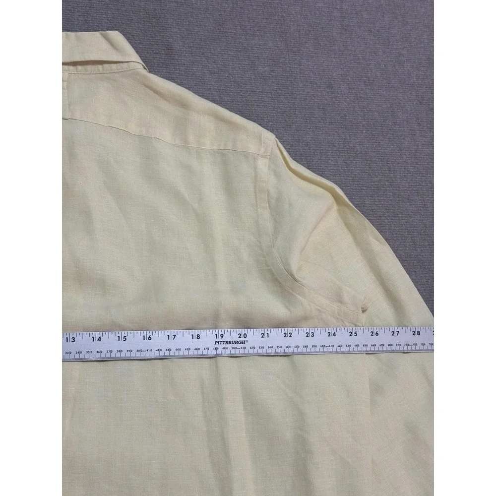 Banana Republic Shirt Mens XL Yellow Linen Button Down Long Sleeve Collared‎